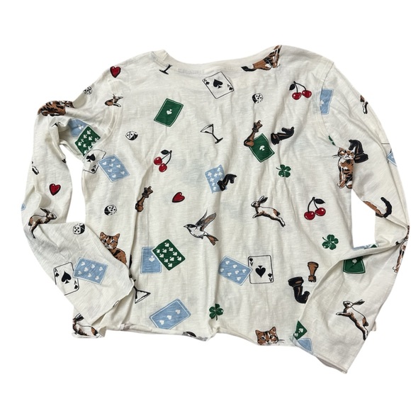 Maeve The Boxy Caitlin  White Graphic Long Sleeve Tee - Picture 5 of 9